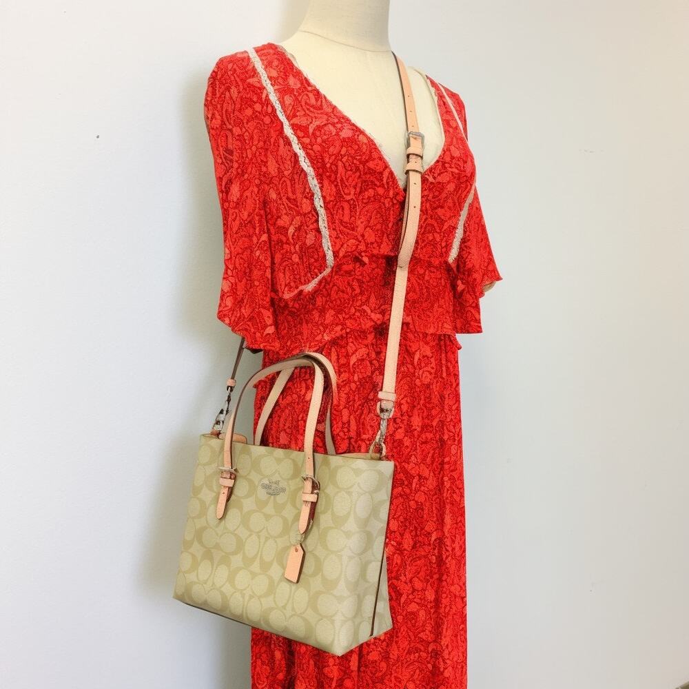 Coach C4250 Mollie Tote 25 In Signature Canvas IN Light Khaki Faded Blush